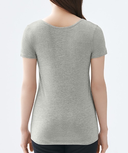 GUNZE（グンゼ）の「SELFEAR/セルフェア 着脱しやすい 前開きインナー 2分袖クリップインナー（インナーウェア/肌着・レディース・スモークピンク/杢グレー/ブラック・X-LARGE/LARGE/MEDIUM）」の5枚目の写真