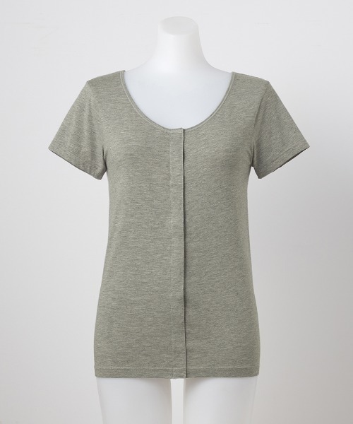 GUNZE（グンゼ）の「SELFEAR/セルフェア 着脱しやすい 前開きインナー 2分袖クリップインナー（インナーウェア/肌着・レディース・スモークピンク/杢グレー/ブラック・X-LARGE/LARGE/MEDIUM）」の6枚目の写真