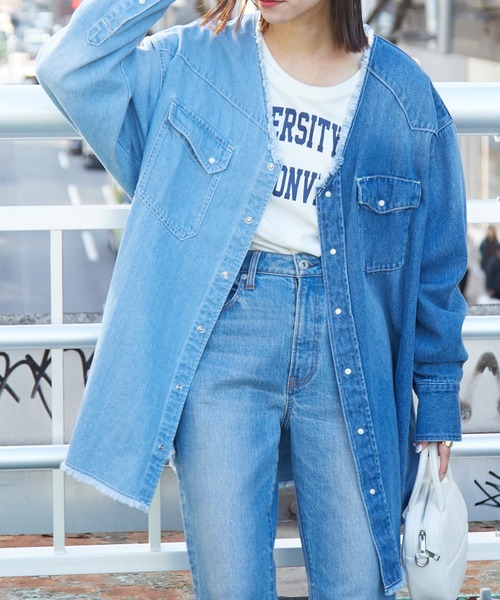 etsinta(エシンタ)の「【etsinta/エシンタ】ビンテージライクデニムウエスタンシャツ(シャツ/ブラウス・レディース・インディゴブルー/アイボリー・ONE SIZE)」の13枚目の写真