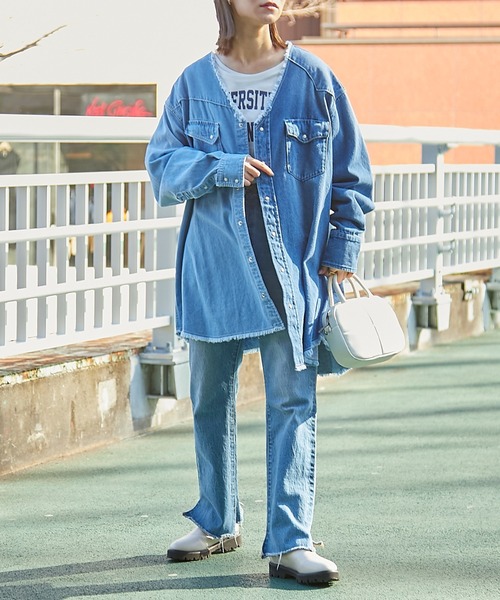 etsinta(エシンタ)の「【etsinta/エシンタ】ビンテージライクデニムウエスタンシャツ(シャツ/ブラウス・レディース・インディゴブルー/アイボリー・ONE SIZE)」の18枚目の写真