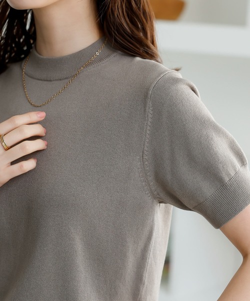 KOBE LETTUCE（コウベレタス）の「半袖ニットトップス×ニットカーディガンアンサンブル（アンサンブル・レディース・イエロー/ピンク/グリーン/オフホワイト/パープル系/ブラック/ネイビー・L/M）」の20枚目の写真