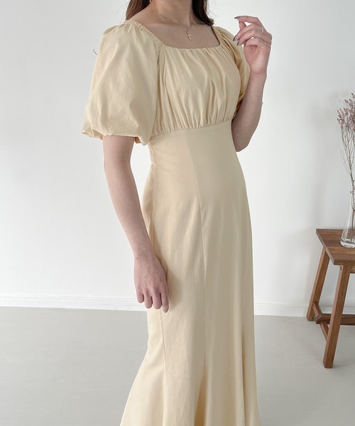 リネンライクレースアップマーメイドワンピース