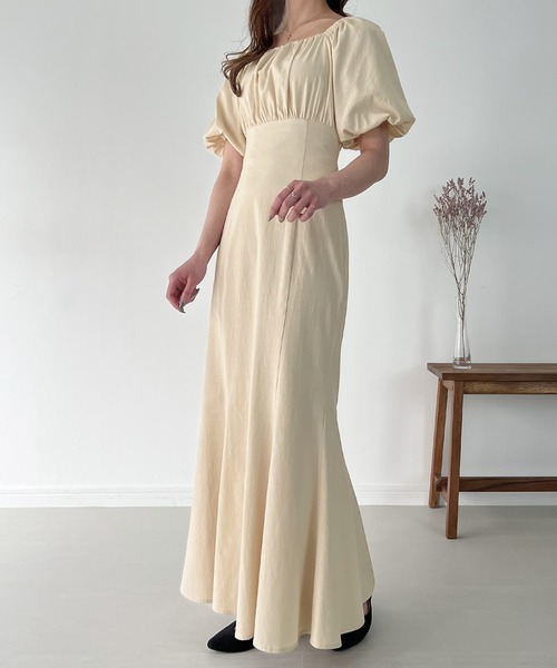 リネンライクレースアップマーメイドワンピース