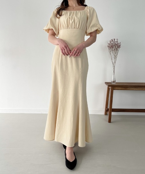 リネンライクレースアップマーメイドワンピース