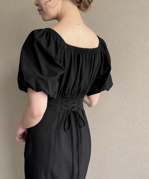 リネンライクレースアップマーメイドワンピース