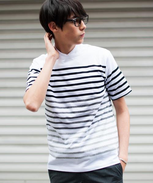 green label relaxing（グリーンレーベルリラクシング）の「【WEB限定】 ★★PANEL BORDER BOAT SS Tシャツ（Tシャツ/カットソー・メンズ・ブラック/ネイビー/グレー・LARGE/SMALL/MEDIUM/X-LARGE）」の2枚目の写真