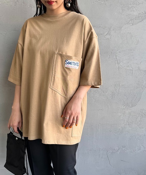 SMITH'S（スミス）の「[SMITH'S/スミス] 別注 ペインターポケットTシャツ（Tシャツ/カットソー・レディース・ネイビー×ホワイト/ホワイト/グレー×ホワイト/ベージュ/ネイビー・S/M/L）」の3枚目の写真