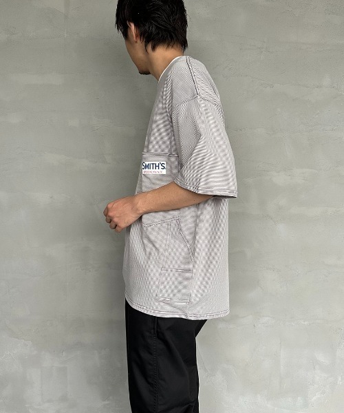 SMITH'S（スミス）の「[SMITH'S/スミス] 別注 ペインターポケットTシャツ（Tシャツ/カットソー・レディース・ネイビー×ホワイト/ホワイト/グレー×ホワイト/ベージュ/ネイビー・S/M/L）」の21枚目の写真