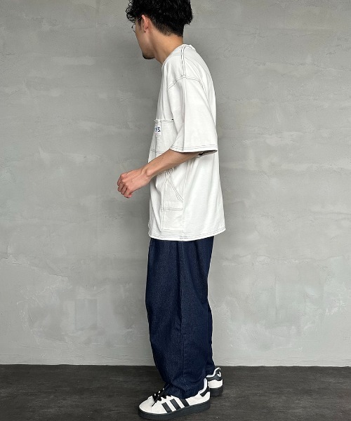 SMITH'S（スミス）の「[SMITH'S/スミス] 別注 ペインターポケットTシャツ（Tシャツ/カットソー・レディース・ネイビー×ホワイト/ホワイト/グレー×ホワイト/ベージュ/ネイビー・S/M/L）」の15枚目の写真