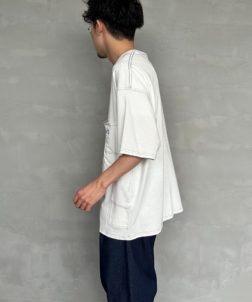 SMITH'S（スミス）の「[SMITH'S/スミス] 別注 ペインターポケットTシャツ（Tシャツ/カットソー・レディース・ネイビー×ホワイト/ホワイト/グレー×ホワイト/ベージュ/ネイビー・S/M/L）」の18枚目の写真