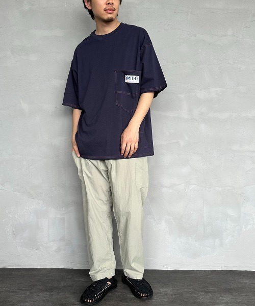 SMITH'S（スミス）の「[SMITH'S/スミス] 別注 ペインターポケットTシャツ（Tシャツ/カットソー・レディース・ネイビー×ホワイト/ホワイト/グレー×ホワイト/ベージュ/ネイビー・S/M/L）」の9枚目の写真