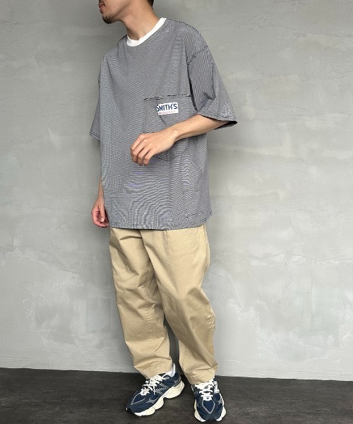 SMITH'S（スミス）の「[SMITH'S/スミス] 別注 ペインターポケットTシャツ（Tシャツ/カットソー・レディース・ネイビー×ホワイト/ホワイト/グレー×ホワイト/ベージュ/ネイビー・S/M/L）」の10枚目の写真