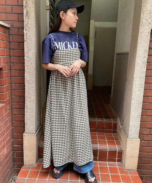ＪＵＧＬＡＮＳ（ユグランス）の「☆ ギンガムチェックBACKデザインキャミワンピース　344045（ワンピース・レディース・ブラック/グリーン・FREE）」の7枚目の写真