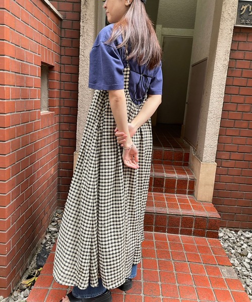 ＪＵＧＬＡＮＳ（ユグランス）の「☆ ギンガムチェックBACKデザインキャミワンピース　344045（ワンピース・レディース・ブラック/グリーン・FREE）」の4枚目の写真