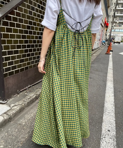 ＪＵＧＬＡＮＳ（ユグランス）の「☆ ギンガムチェックBACKデザインキャミワンピース　344045（ワンピース・レディース・ブラック/グリーン・FREE）」の14枚目の写真