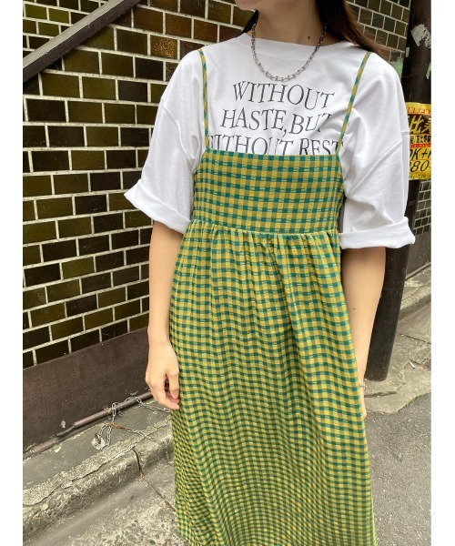 ＪＵＧＬＡＮＳ（ユグランス）の「☆ ギンガムチェックBACKデザインキャミワンピース　344045（ワンピース・レディース・ブラック/グリーン・FREE）」の15枚目の写真