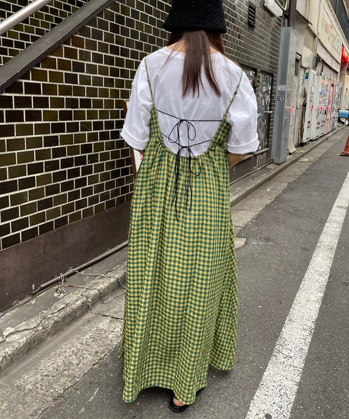 ＪＵＧＬＡＮＳ（ユグランス）の「☆ ギンガムチェックBACKデザインキャミワンピース　344045（ワンピース・レディース・ブラック/グリーン・FREE）」の18枚目の写真