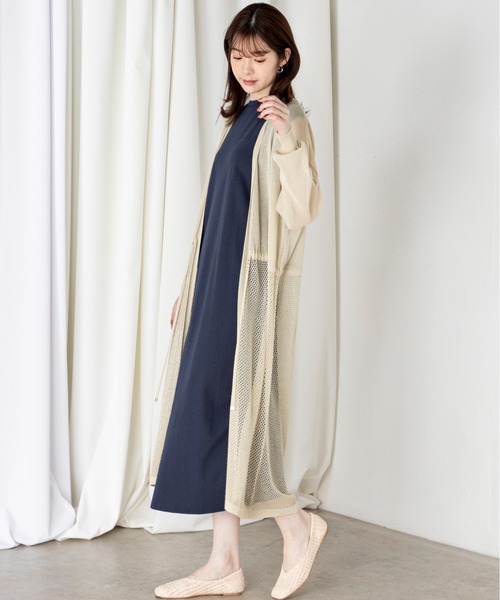 MILLION CARATS（ミリオンカラッツ）の「メッシュ切替ニットトッパー（ニット/セーター・レディース・ベージュ/ブラウン/ネイビー・FREE）」の7枚目の写真