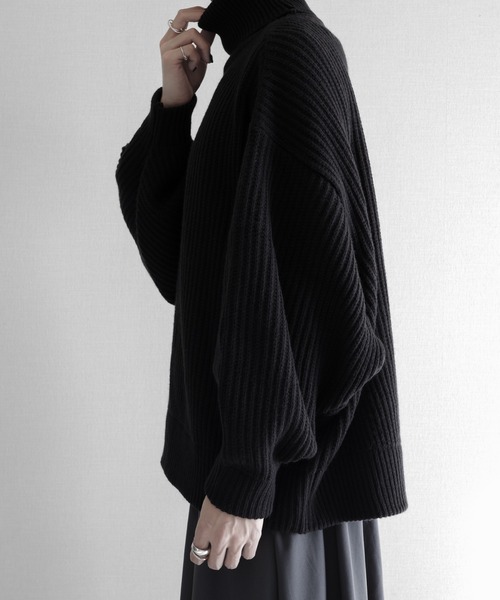 KUUUPY（クーピー）の「AZEAMI  Turtleneck Loose Knit - 畦編みタートルネックルーズニット（ニット/セーター・メンズ・ブラック/バーガンディー・LARGE/SMALL/MEDIUM）」の12枚目の写真