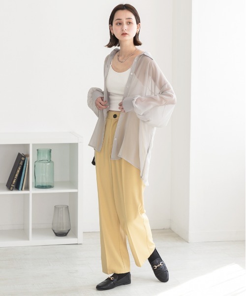 ad thie(アドティエ)の「ビッグシルエット カラーシアーシャツ(シャツ/ブラウス・レディース・ライトグレー/オレンジ/ブルー/オフホワイト/グリーン/ピンク/パープル/ブラック・MEDIUM/LARGE)」の9枚目の写真