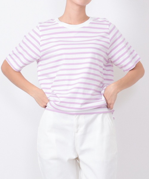 FUNALIVE(ファンアライブ)の「PAGE ONE コットンコーマ糸半袖Tシャツ(Tシャツ/カットソー・レディース・ネイビー/パープル/レッド/グリーン/ブラック/ブルー・M/L/LL)」の20枚目の写真