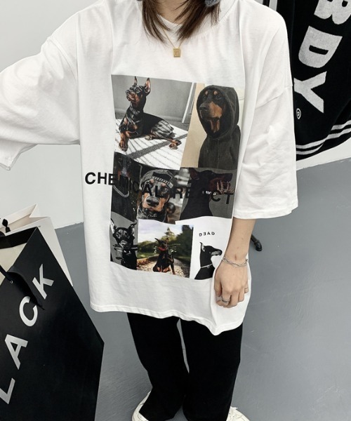 MGV(エムジーヴィー)の「ドーベルマンアートフォトTシャツ(Tシャツ/カットソー・レディース・ブラック/ホワイト・MEDIUM/LARGE/X-LARGE)」の2枚目の写真