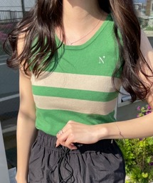 nemne store | 【低身長用サイズあり】刺繍入りラインニットタンクトップ(タンクトップ)