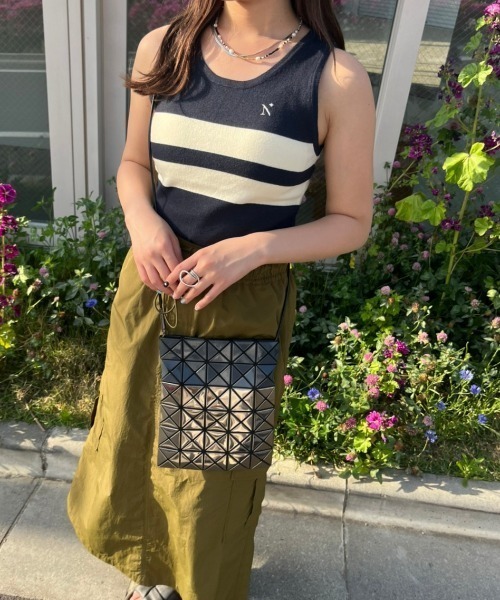 nemne store（ネンネストア）の「【低身長用サイズあり】刺繍入りラインニットタンクトップ（タンクトップ・レディース・ネイビー/グリーン・SMALL/MEDIUM）」の12枚目の写真