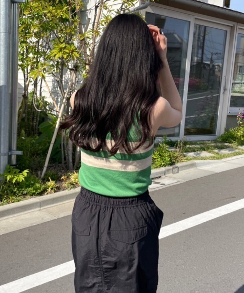 nemne store（ネンネストア）の「【低身長用サイズあり】刺繍入りラインニットタンクトップ（タンクトップ・レディース・ネイビー/グリーン・SMALL/MEDIUM）」の11枚目の写真