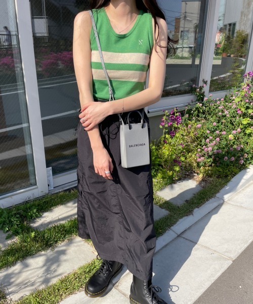 nemne store（ネンネストア）の「【低身長用サイズあり】刺繍入りラインニットタンクトップ（タンクトップ・レディース・ネイビー/グリーン・SMALL/MEDIUM）」の15枚目の写真