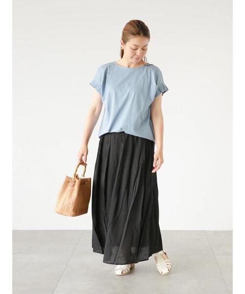 Lugnoncure（ルノンキュール）の「レーヨン麻マキシスカート（スカート・レディース・ピンク/オフホワイト/ブルー/ブラック・F）」の6枚目の写真