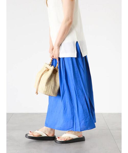 Lugnoncure（ルノンキュール）の「レーヨン麻マキシスカート（スカート・レディース・ピンク/オフホワイト/ブルー/ブラック・F）」の12枚目の写真