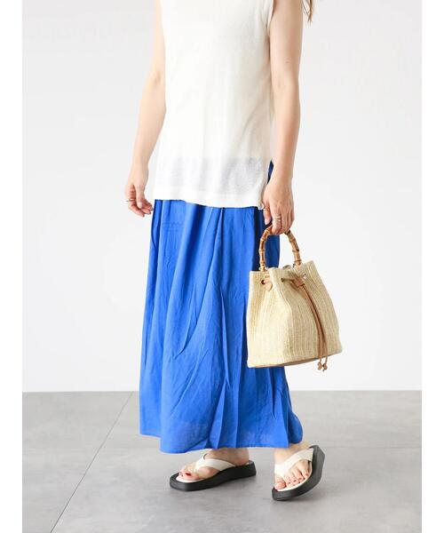 Lugnoncure（ルノンキュール）の「レーヨン麻マキシスカート（スカート・レディース・ピンク/オフホワイト/ブルー/ブラック・F）」の13枚目の写真