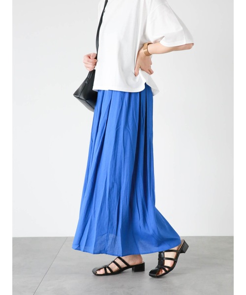 Lugnoncure（ルノンキュール）の「レーヨン麻マキシスカート（スカート・レディース・ピンク/オフホワイト/ブルー/ブラック・F）」の3枚目の写真