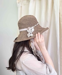 m.soeur | リボンレースの洗えるペーパーハット(ハット)