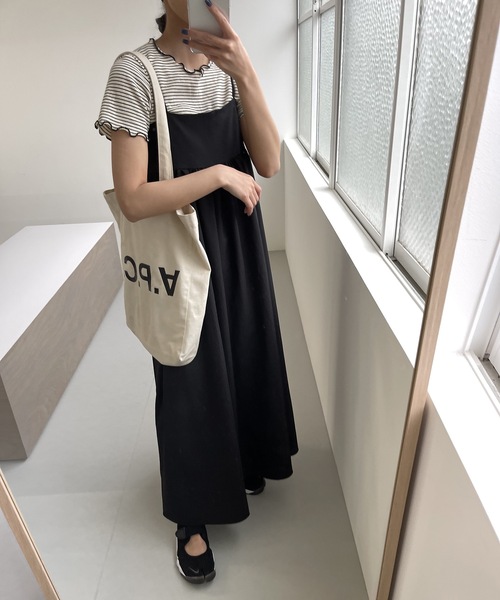 lawgy(ラウジー)の「peplum cami op(ワンピース・レディース・ブラック/アイボリー/グレイッシュベージュ・FREE)」の14枚目の写真