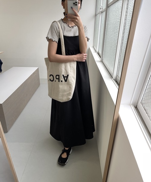 lawgy(ラウジー)の「peplum cami op(ワンピース・レディース・ブラック/アイボリー/グレイッシュベージュ・FREE)」の17枚目の写真