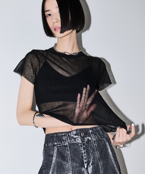 AIC.（エーアイシー）の「シアーリブショートスリーブトップス
