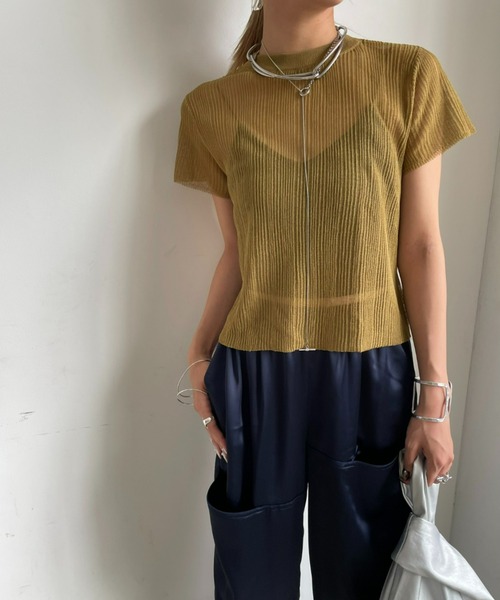AIC.（エーアイシー）の「シアーリブショートスリーブトップス