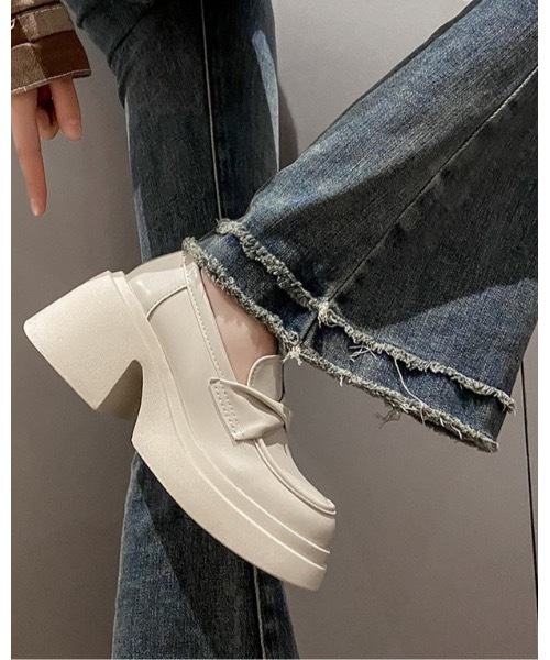 Burner(バーナー)の「【OKUOKU 0909】厚底 ローファー oku-shoes-718633510728-29 M(ローファー・レディース・アイボリー/ブラック・36/38/40/39)」の1枚目の写真