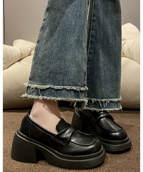 Burner(バーナー)の「【OKUOKU 0909】厚底 ローファー oku-shoes-718633510728-29 M(ローファー・レディース・アイボリー/ブラック・36/38/40/39)」の2枚目の写真