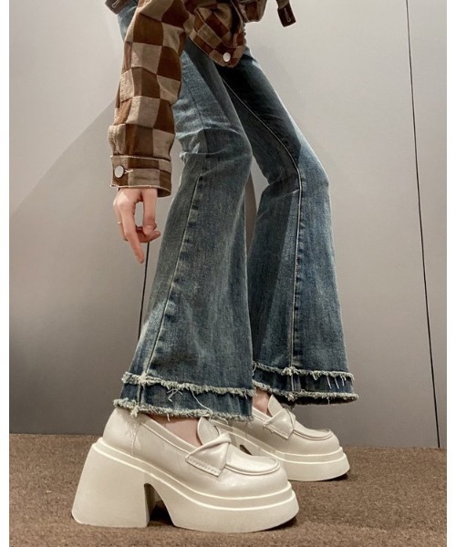 Burner(バーナー)の「【OKUOKU 0909】厚底 ローファー oku-shoes-718633510728-29 M(ローファー・レディース・アイボリー/ブラック・36/38/40/39)」の10枚目の写真