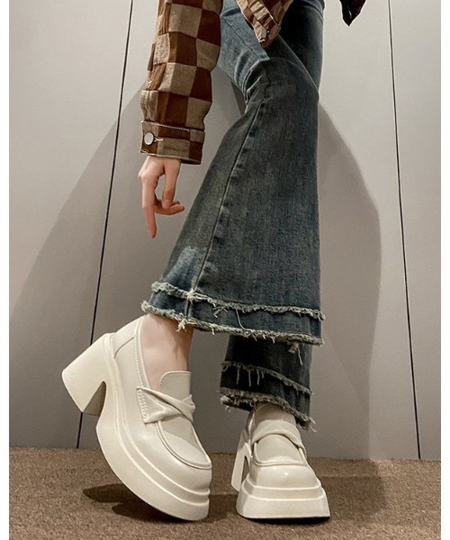 Burner(バーナー)の「【OKUOKU 0909】厚底 ローファー oku-shoes-718633510728-29 M(ローファー・レディース・アイボリー/ブラック・36/38/40/39)」の12枚目の写真