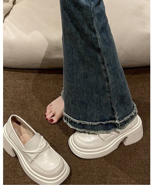 Burner(バーナー)の「【OKUOKU 0909】厚底 ローファー oku-shoes-718633510728-29 M(ローファー・レディース・アイボリー/ブラック・36/38/40/39)」の6枚目の写真