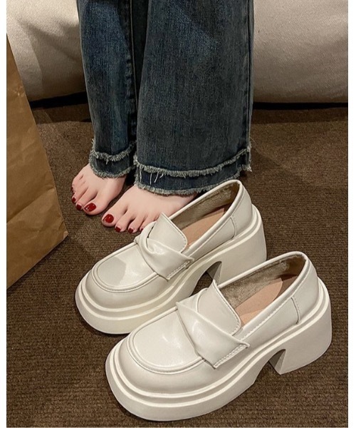 Burner(バーナー)の「【OKUOKU 0909】厚底 ローファー oku-shoes-718633510728-29 M(ローファー・レディース・アイボリー/ブラック・36/38/40/39)」の14枚目の写真