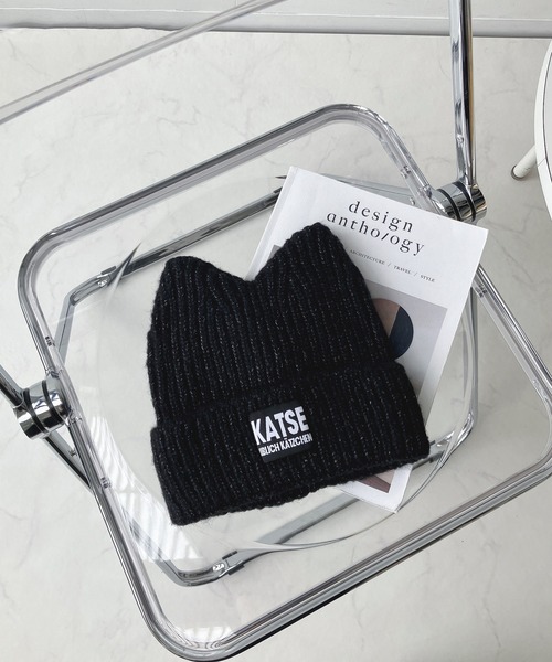 AS KNOW AS plus(アズノゥアズプラス)の「☆とんがりみみニット帽(ニットキャップ/ビーニー・レディース・アイボリー/イエロー/ブラック/ベージュ・FREE)」の11枚目の写真