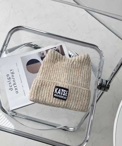 AS KNOW AS plus(アズノゥアズプラス)の「☆とんがりみみニット帽(ニットキャップ/ビーニー・レディース・アイボリー/イエロー/ブラック/ベージュ・FREE)」の14枚目の写真