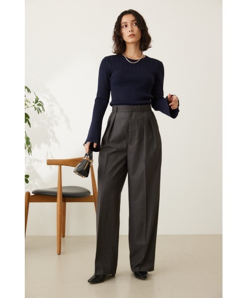 crie conforto(クリーコンフォルト)の「ピンストライプ2タックワイドパンツ(スラックス・レディース・ネイビー/グレー・SMALL/MEDIUM)」の22枚目の写真