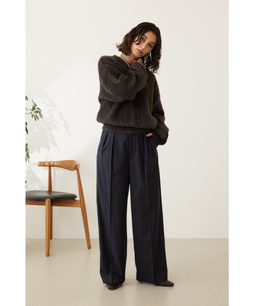 crie conforto(クリーコンフォルト)の「ピンストライプ2タックワイドパンツ(スラックス・レディース・ネイビー/グレー・SMALL/MEDIUM)」の12枚目の写真