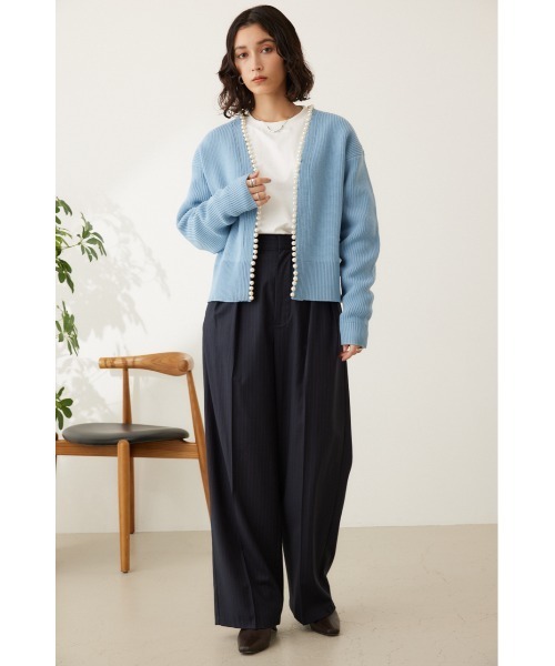 crie conforto(クリーコンフォルト)の「ピンストライプ2タックワイドパンツ(スラックス・レディース・ネイビー/グレー・SMALL/MEDIUM)」の11枚目の写真